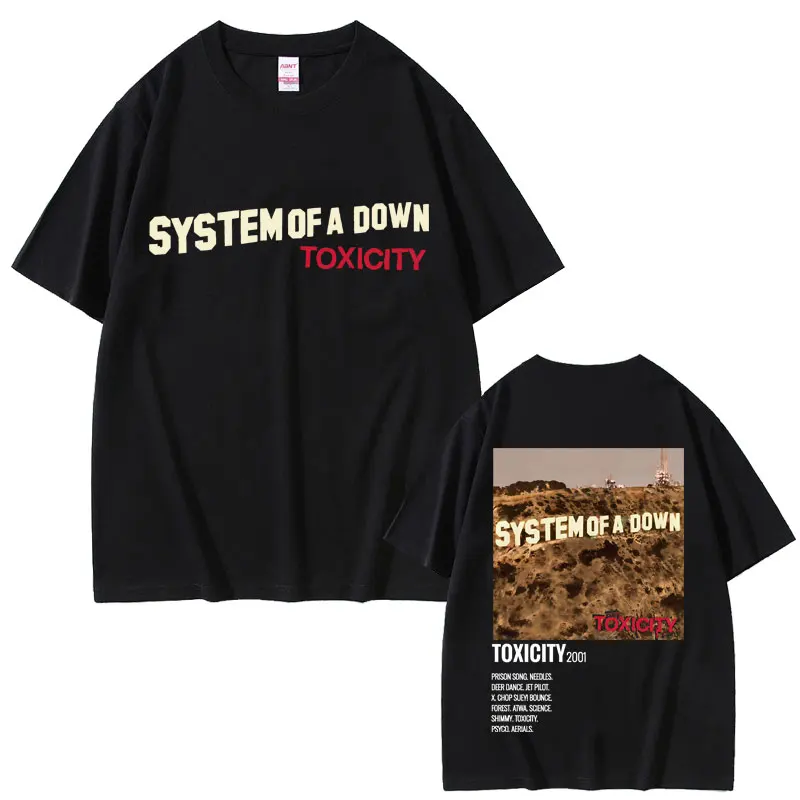 

Alternative Metal Rock Band System of A Down Toxicity Album Graphic T-shirt Men Women Oversized Casual Cotton Vintage T-shirts