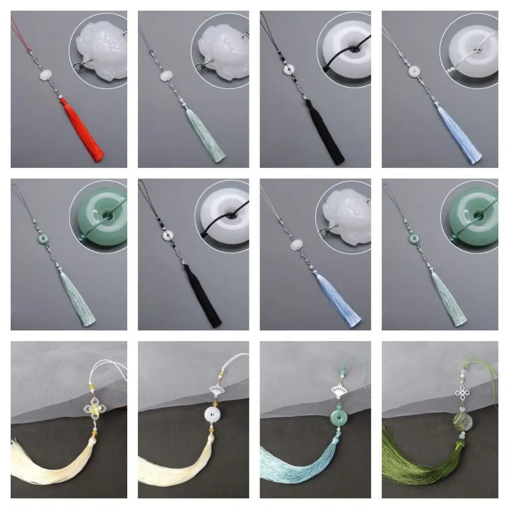 Imitation Jade Hanging Imitation Jade Lotus Pendant Classical Jewelry Accessories Hanfu Tassel Pendant Waist Pendant Beads