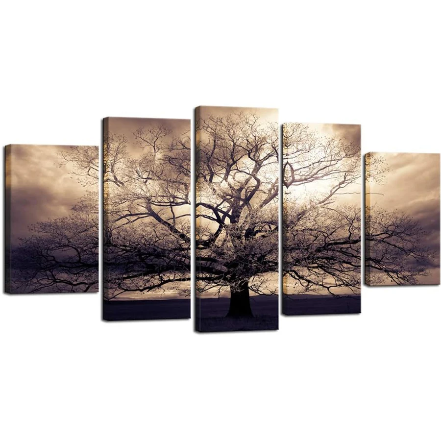 5 pcs Large diamond embroidery Wall Art Brown Tree of Life Image Art diamond painting Mysterious Fantasy Forest landscape decor