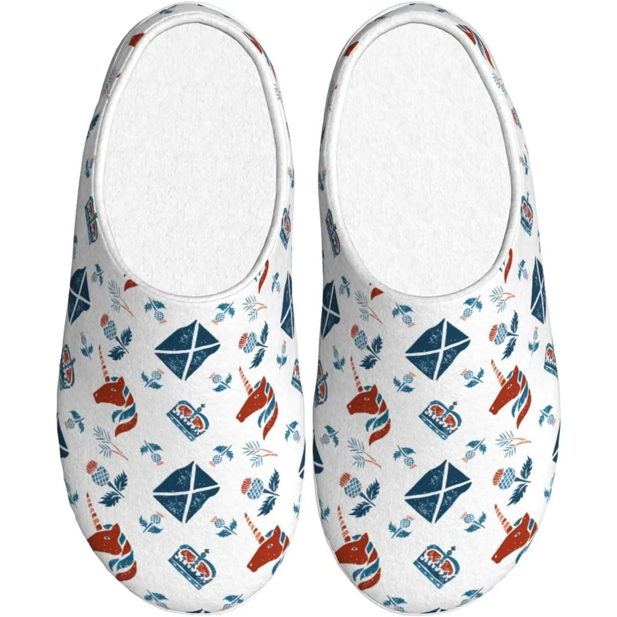 

Colourful Cartoon Shark Flannel TPR Cotton Non-Slip House Slippers For Women Men