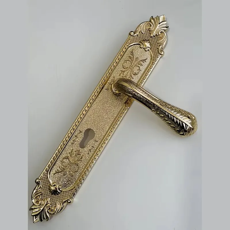 Bright gold double door lock, villa conference room double door lock, American light luxury silent lock