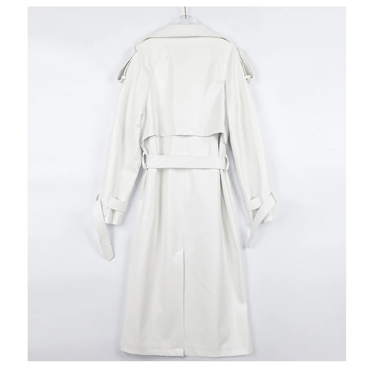Nerazzurri Spring Black Oversized Long Waterproof Leather Trench Coat for Women 2021 Long Sleeve Loose Korean Fashion Clothing