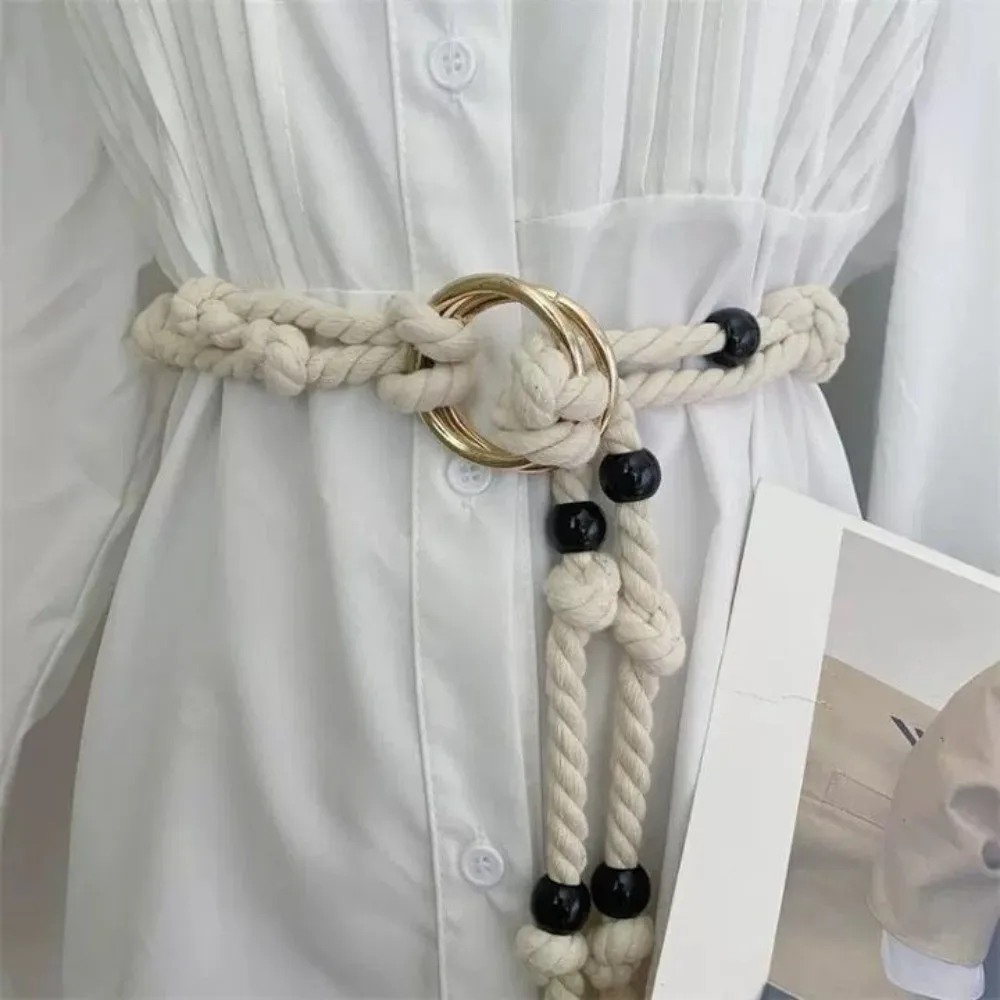 أزياء ربط حبل خشن حزام العرقية نمط فريد حبل حزام الخرز حزمة موضوع حزام الخصر الفتيات حار