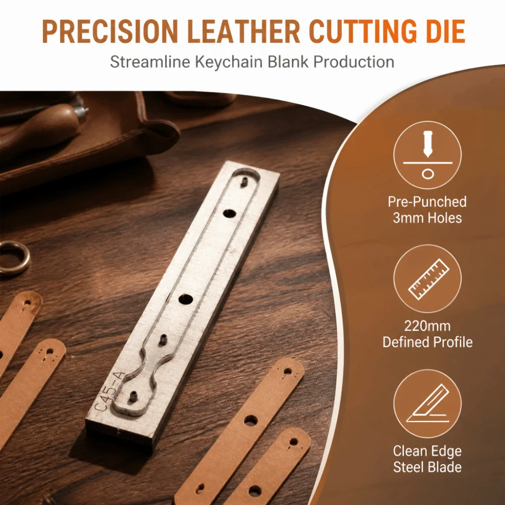 Precision Long Strip Design Leather Cutting Die Pre-Cut Shape Wooden Die DIY Leather Tool Keychain Punch Mold Leather Craft