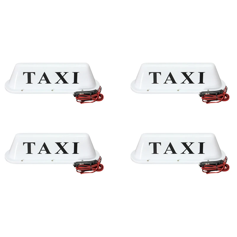 4X White Waterproof Taxi Magnetic Base Roof Top Car Cab LED Sign Light Lamp 12V PVC