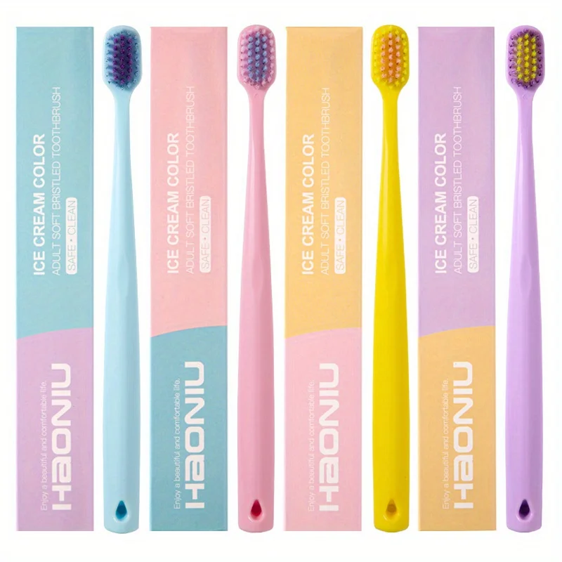 

4pcs Ultra-fine Soft Toothbrush Million Nano Bristle Adult Tooth Brush Teeth Deep Cleaning Portable Travel Dental Oral Care