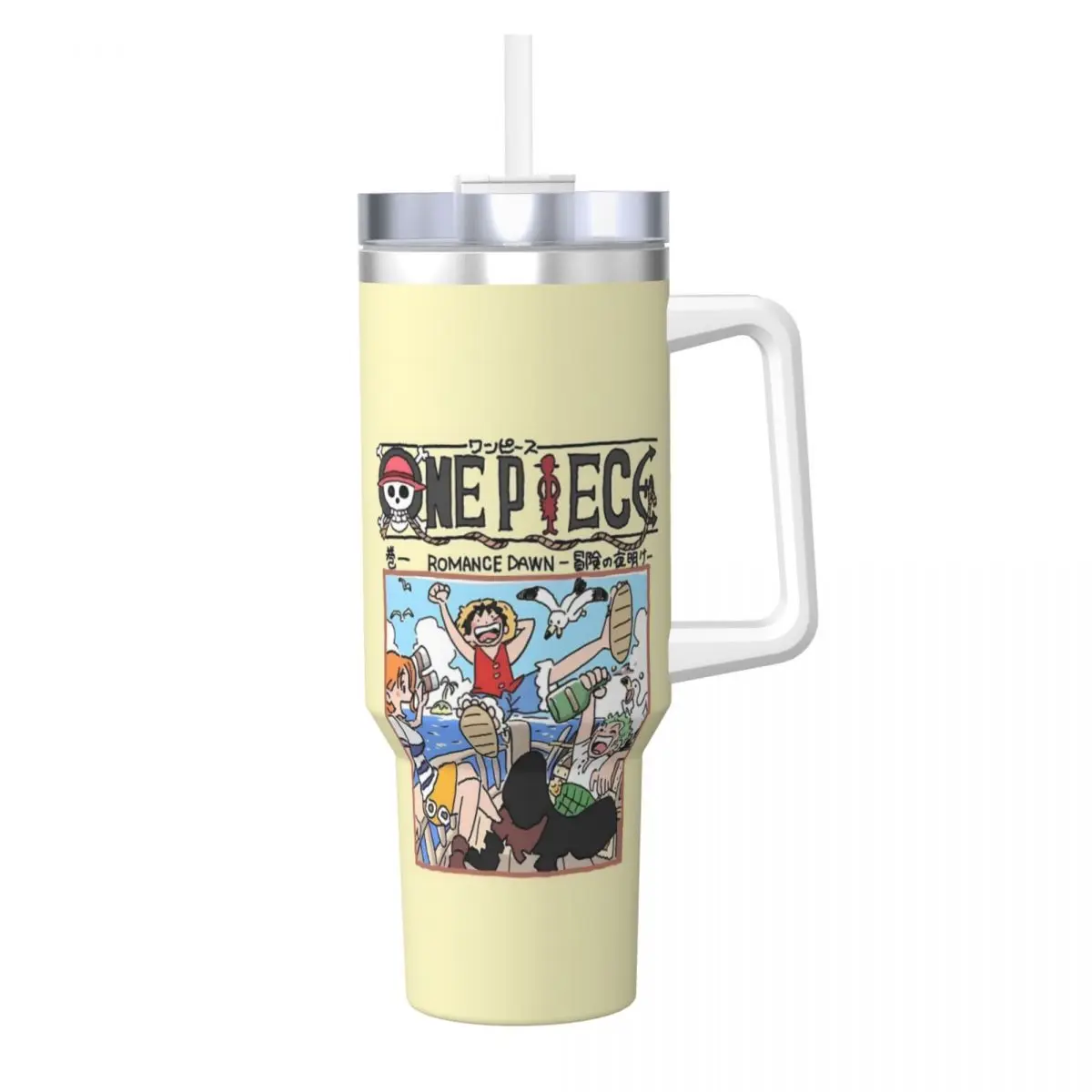 O-One Anime P-Piece Stainless Steel Tumbler Camping Coffee Mug With Straws and Lid Large Mugs Cup Cold Drink Water Bottle