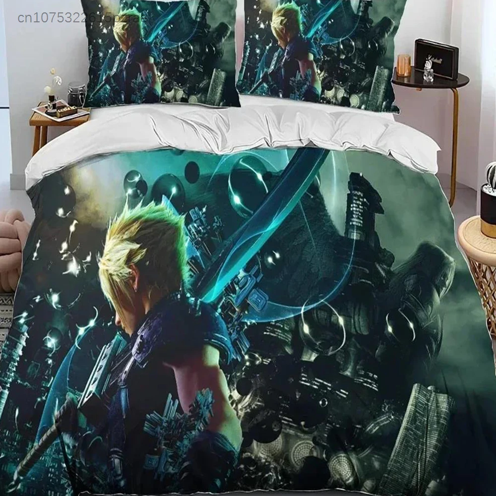 Final Fantasy Series Games Cartoon Bedding Set Printed Bed Set With Pillowcase Duvet Cover Soft Queen King Size Bedclothes Home
