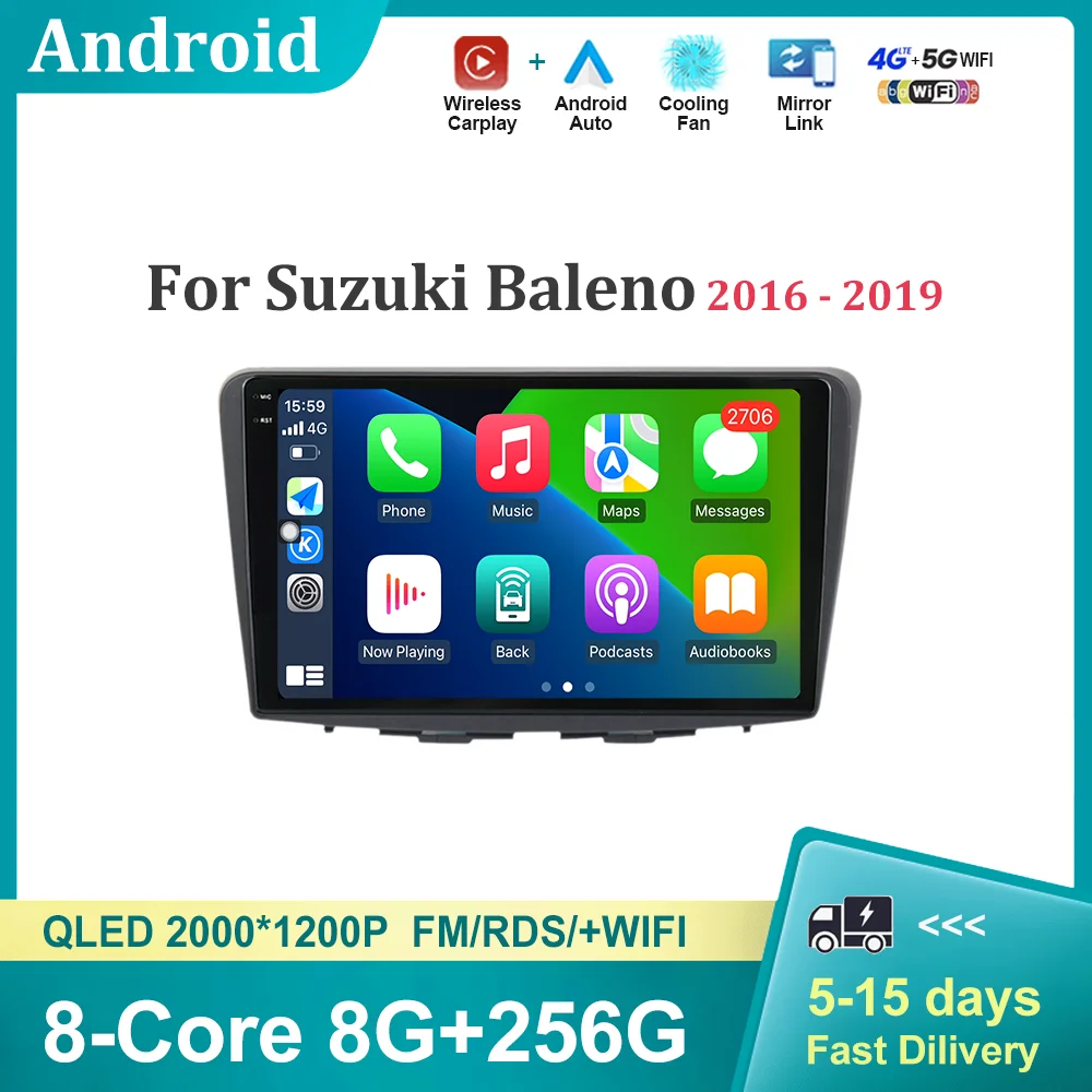 9 inch Screen Android OS For Suzuki Baleno 2016 - 2019 WIFI BT DSP Wireless Carplay Multimedia Car Radio Video Player GPS 4G