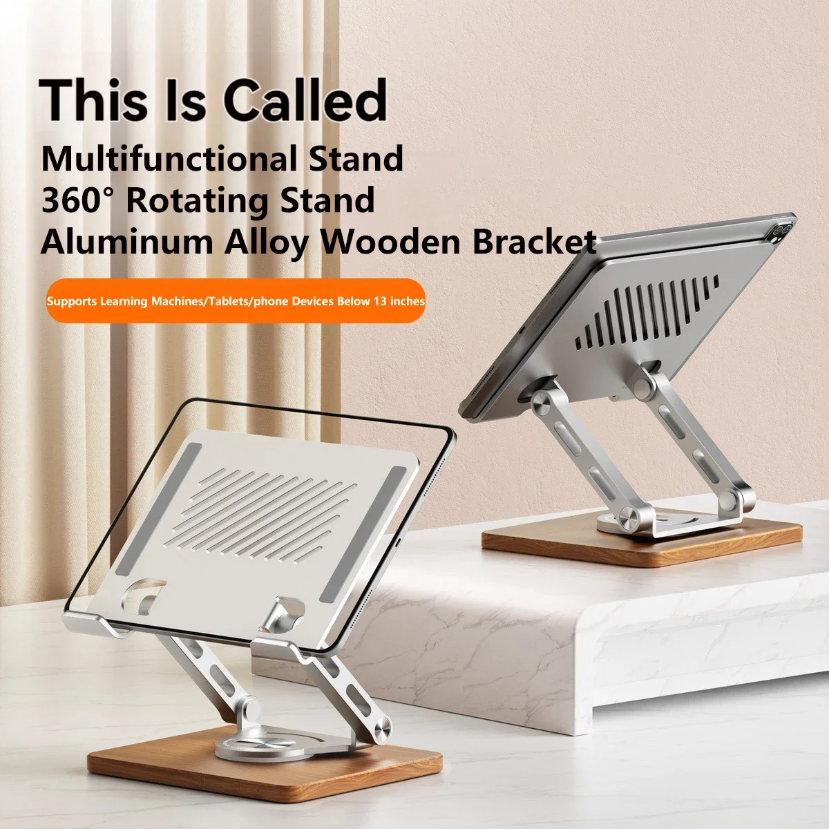 360° Rotation Phone Tablet Wooden Base Stand for iPad Learning Smartphone Machine Telephone Mobile Phones Reader Universal Stand