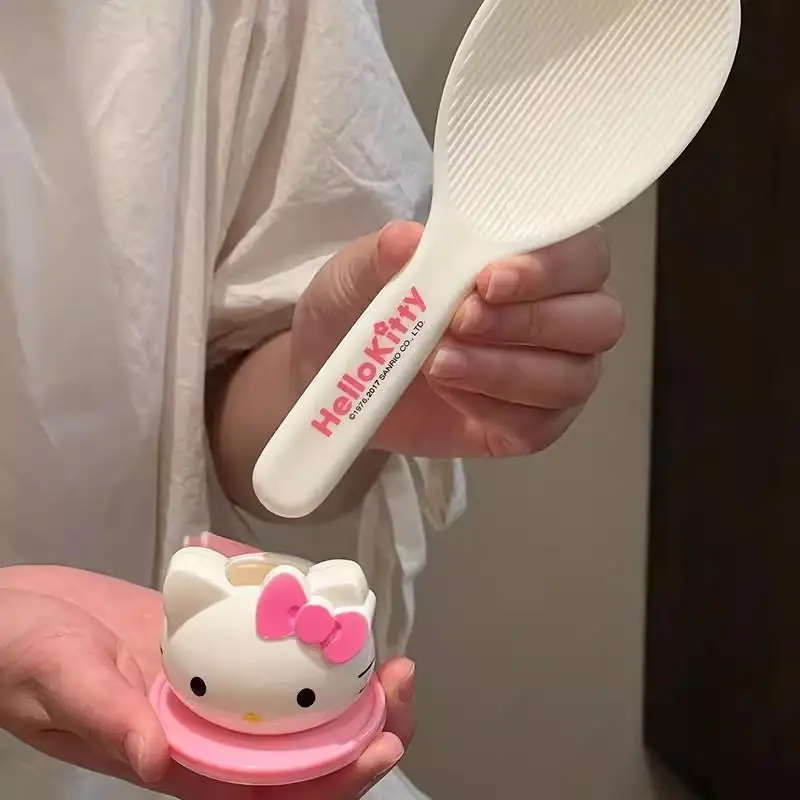 Hello Kitty пластиковая большая ложка для риса, кухонные инструменты, электрическая рисоварка, детали для хранения, лопата для риса с основанием, украшение для рабочего стола