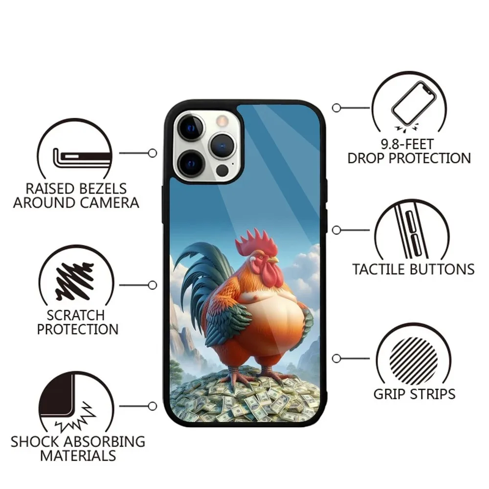 Cock Rooster Chicken Phone Case For iPhone 15,14,13,12,11,Plus,Pro,Max Mini Magsafe Magnetic Wireless Charging