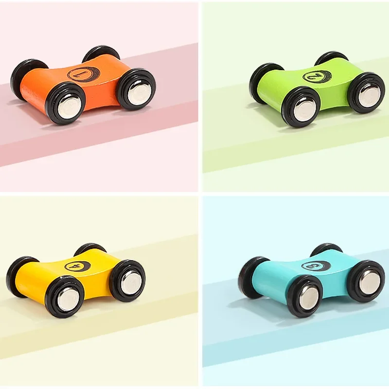 Scivolo di velocità in legno Tirare indietro Mini numeri Auto Puzzle per la prima educazione dei bambini Tracce colorate Giochi da tavolo scorrevoli Giocattoli