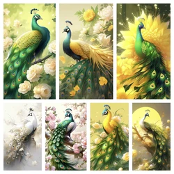 5D Diy Animal Diamond Painting New 2023 Peacock in Flower Mosaic Embroidery Cross Embroidery Set Home Decoration Gift