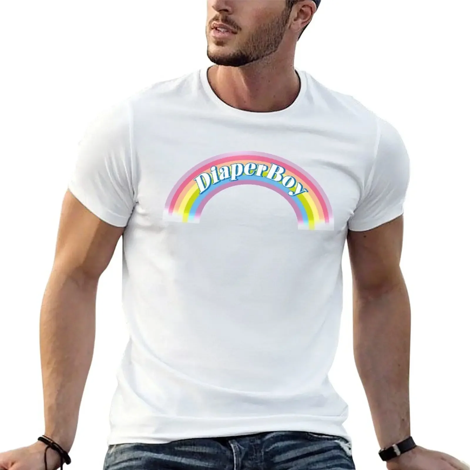 Diaper Boy - rainbow T-Shirt vintage anime shirt for a boy t shirts for men cotton