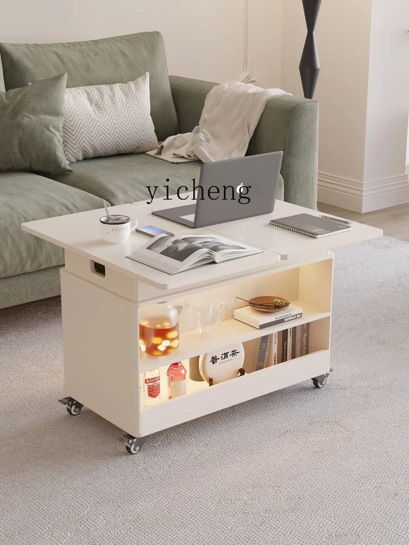 D20 Small Apartment Living Room Sofa Side Cabinet Movable Trolley Side Several Functions