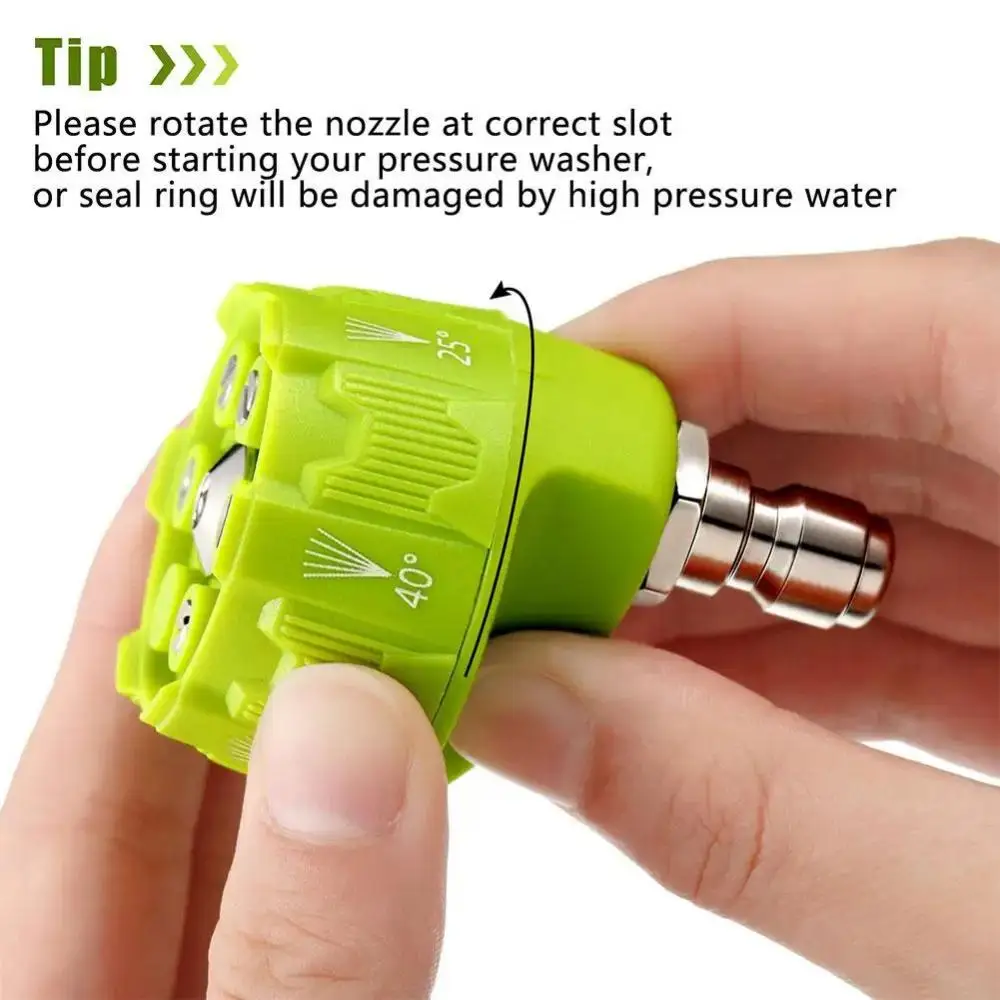 6 in 1 Power Washer Nozzle\'s,With 1/4 Inch Quick Connector,0 15 25 40 Degree Rotation Watering Rinse Soap Nozzle Tip