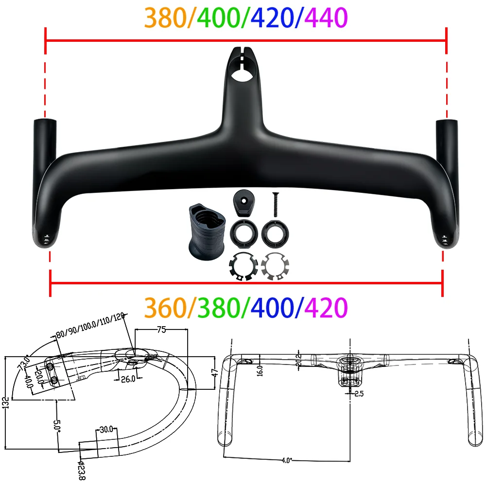 SGS BALUGOE Carbon fiber racing handle Road Bicycle Handlebar Aero integrated concealed Full internal wiring +bowl washer