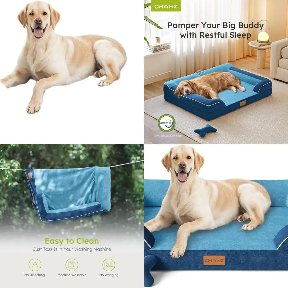 

Ортопедическая лежанка для собак с охлаждающим гелем и пеной с эффектом памяти, водонепроницаемый съемный чехол, 45 см, для дивана/кровати, с игрушкой-костью, темно-синий