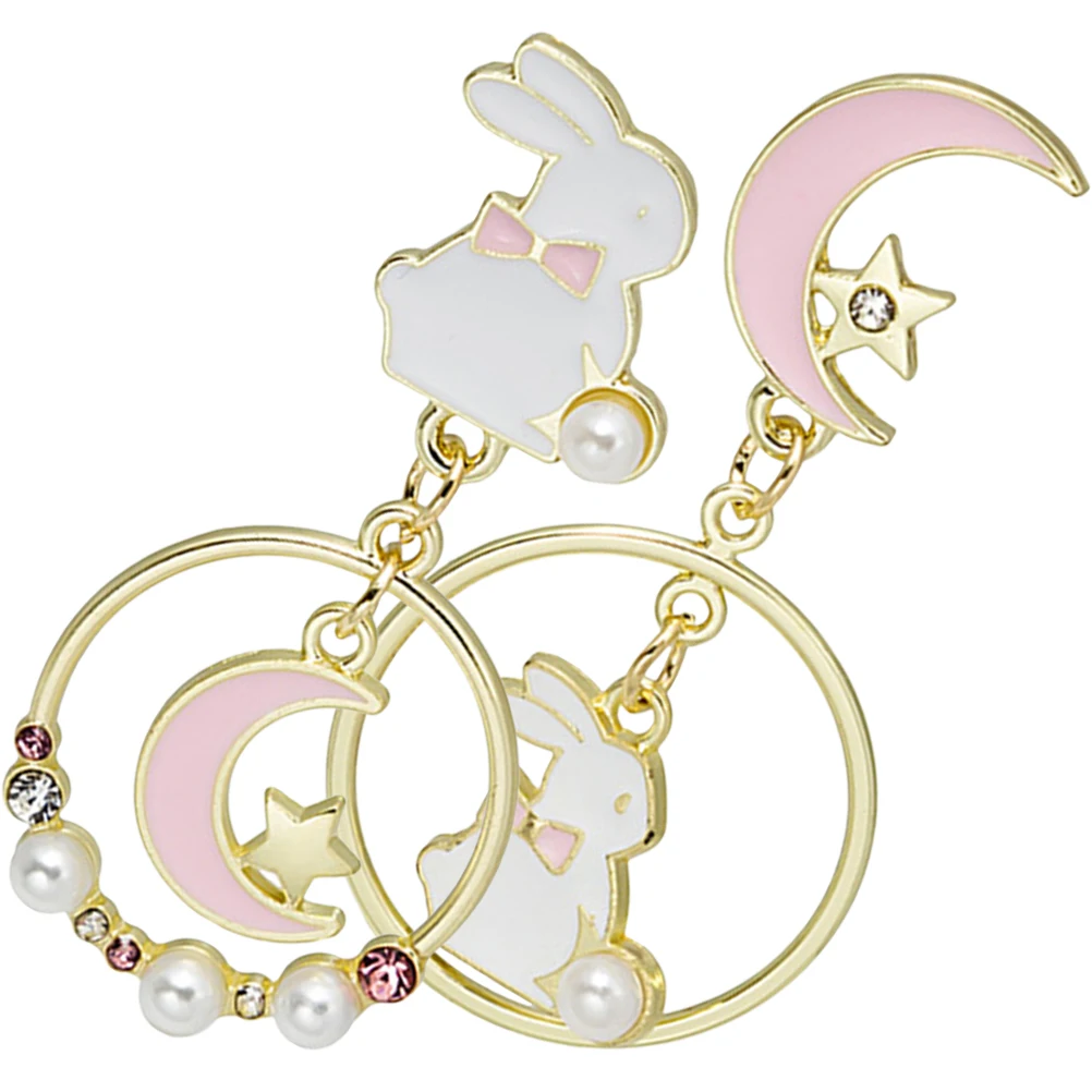 

Rabbit Earrings Women Dangle Star Moon Studs Bunny Earrings Kawaii Jewelry Girls Teen Metal Lightweight Accessories