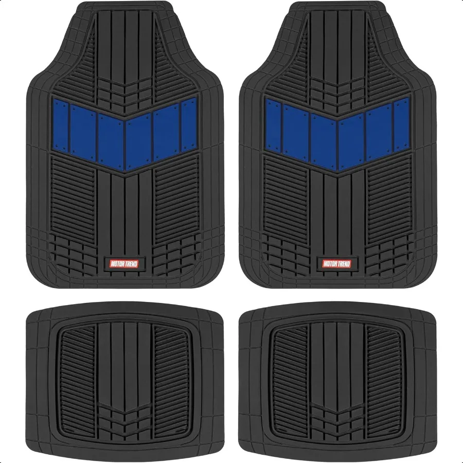 

DualFlex Rubber Car Floor Mats All Weather Waterproof 4Piece Sporty TwoTone Design Car Mats Full Set Universal TrimtoFit Floor