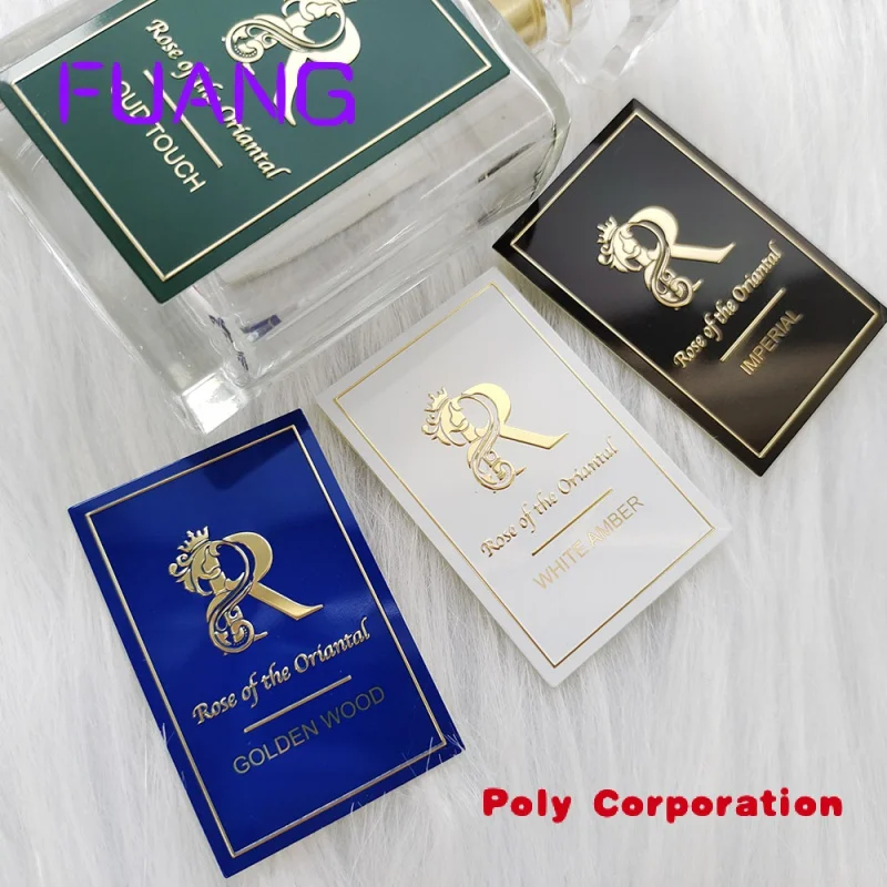 Stiker metalik parfum perekat Label aluminium Logo merek logam timbul bentuk desain OEM kustom