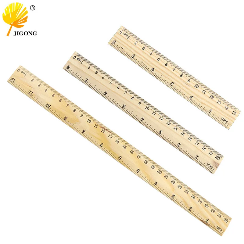 30CM wooden single-sided double-scale ruler, office student teacher painting tool measuring length ruler