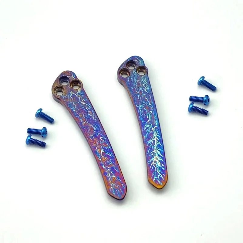 2 Sets/lot Titanium Alloy Roasted Blue Knife Back Clip Pocket Clamp For Spyderco C81 C223 Para2 Para3 Delica4 Endura4 Manix2 G10