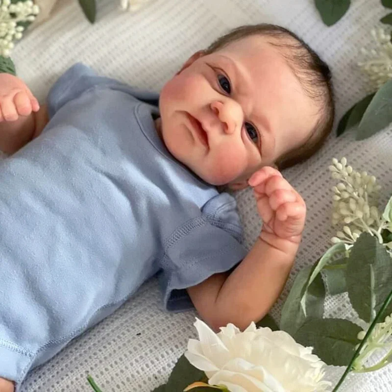 

19-дюймовая Elijah Awake Reborn Baby уже окрашенная готовая кукла для новорожденного, размер 3D кожа, видимые вены, коллекционная художественная кукла