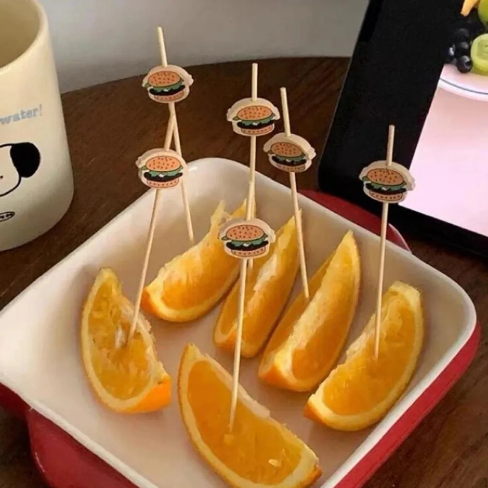100PCS Hamburger Toothpicks Cocktail Picks Sticks Sandwiches Appetizers Cakes Dessert Drinks Fruit for Party Decoration Tools