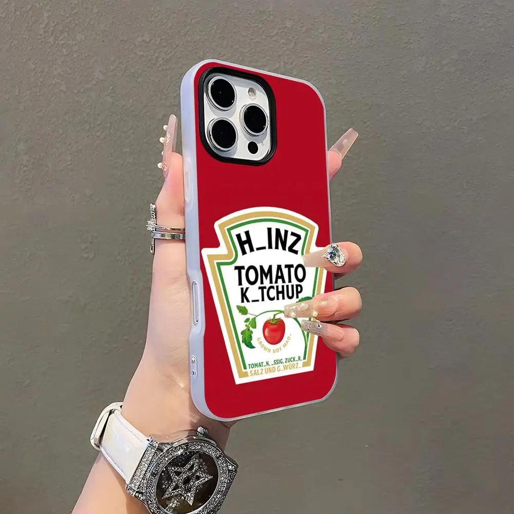 Funda Protectora 2 en 1 H-Heinz con Diseño de Ketchup y Mostaza para iPhone 17 Air, 16 E, 15, 14 Plus, 13, 12, 11 Pro Max