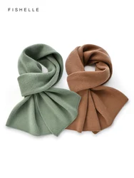 New Versatile Solid Color Green Camel Pure Cashmere Scarf Women Winter Fluffy Warm Knitted Men's Scarves Adults Luxury Gifts