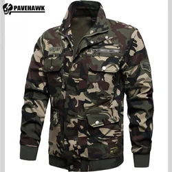 Cotton Elasticity Workwear Jacket Mens Multi Pocket Wear-resistant Casual Tooling Coats Emblem Embroidery Camo Tactical Outwear