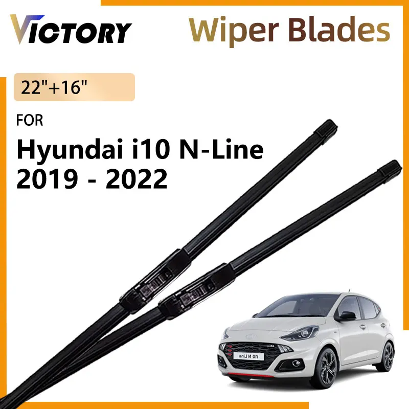 2x Front Wiper Blade For Hyundai Grand i10 AI3 AC3 N-Line 2019 2020 2021 2022 Natural Rubber Windshield Windscreen Brushes Parts