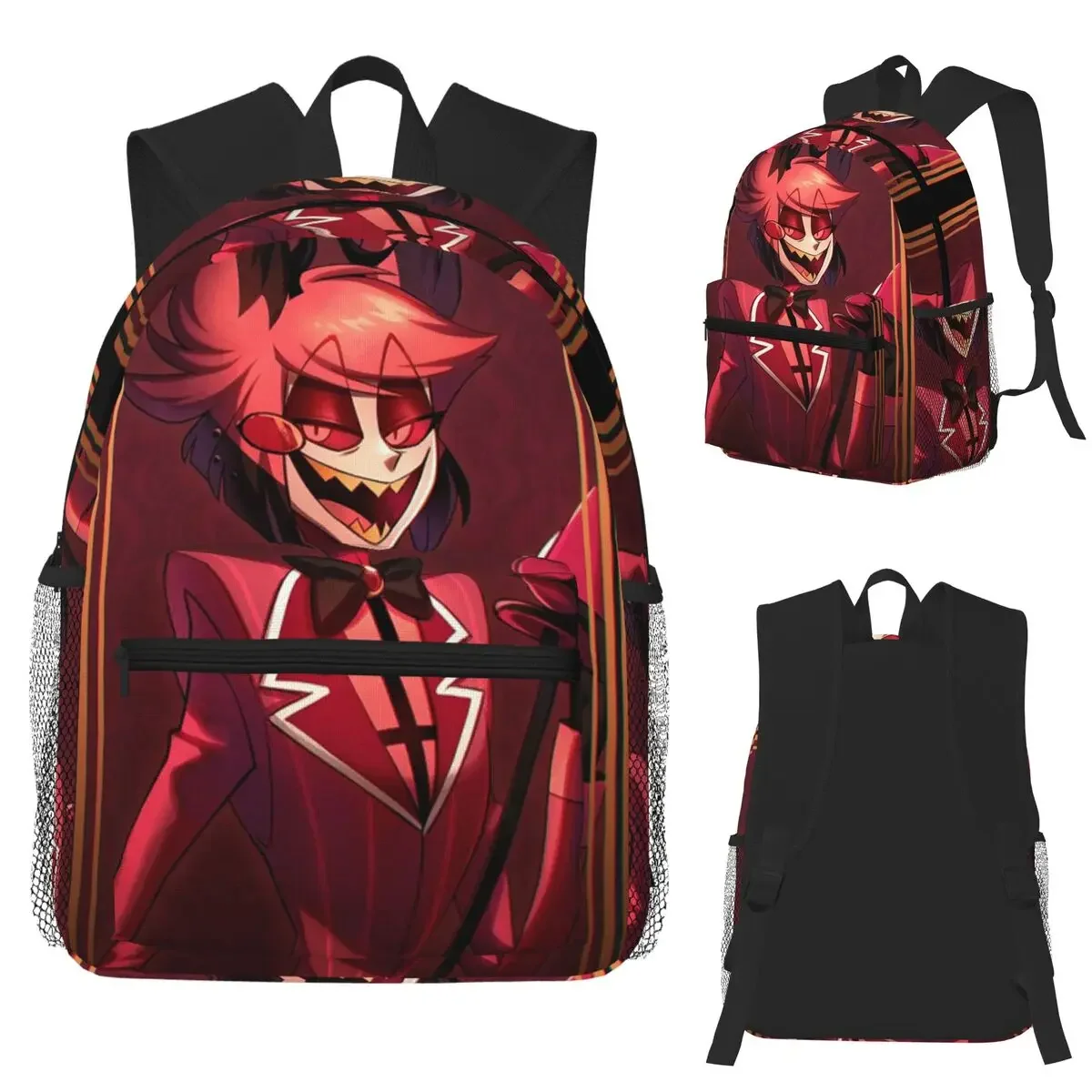 Hazbin Radio Demon Student Backpack School Bag Hiking Travel Daypack for Boys Girls Fashion Bookbag Shoulder Bags
