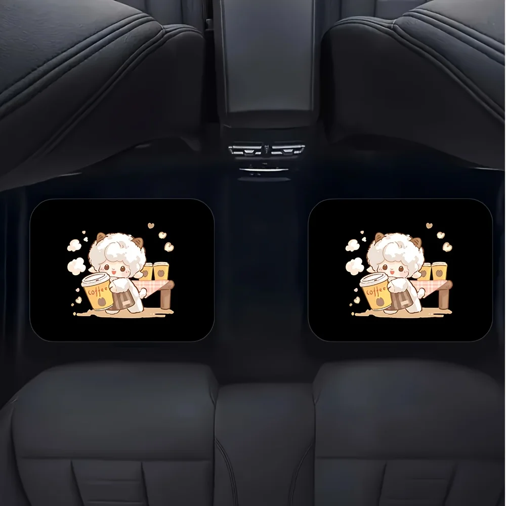 4pcs, Sheep Coffee Cup Pattern Design Car Floor Mats, Durable And Easy To Clean, Suitable For Most Sedans, SUVs, And RVs, Perfec
