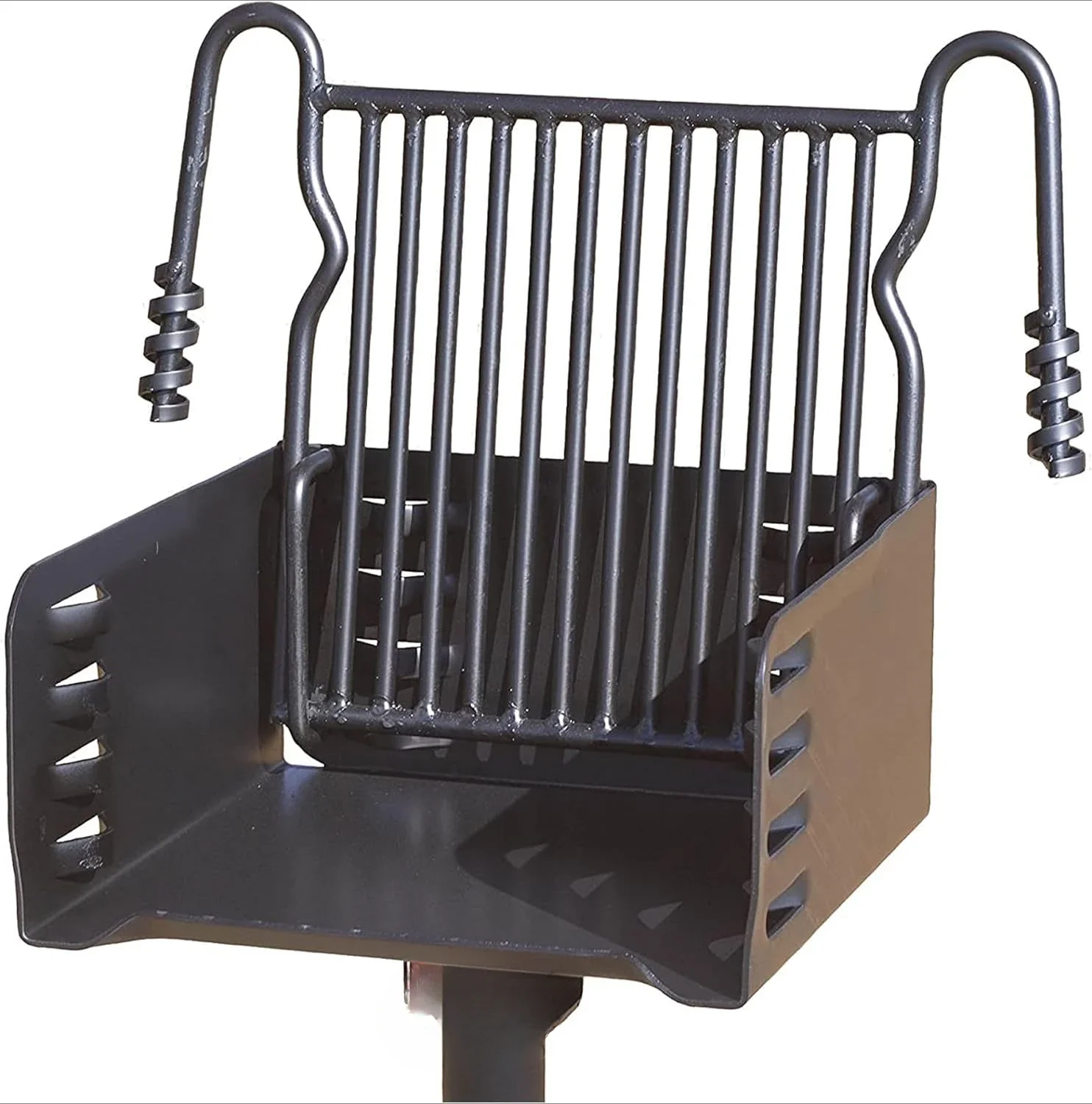 Style Heavy Duty Steel Outdoor BBQ Charcoal Grill with Cooking Grate and 360 Degree Swivel Post for Camping or Backyard, Black