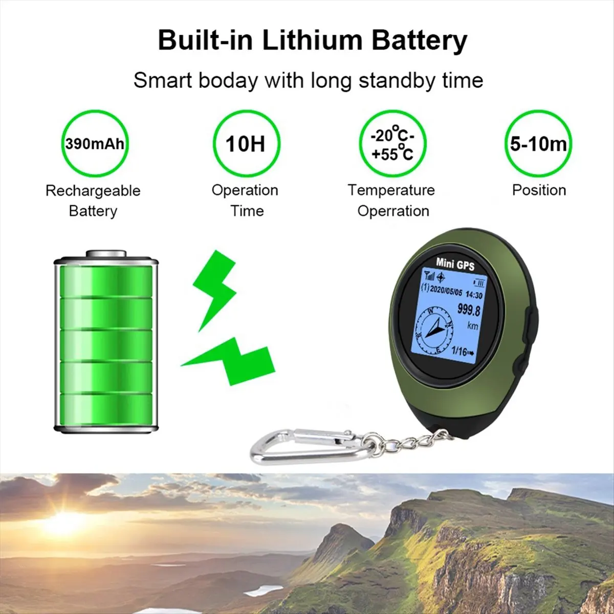 High-Precision Satellite Handheld GPS Coordinates Compass Altitude Locator Navigator Outdoor Sports Hiking Tracking B