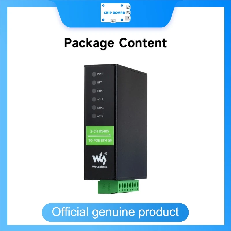 

Waveshare 2-Channel RS485 to RJ45 Ethernet Serial Server, Dual RS485 Independent Operation, Dual Ethernet Interfaces
