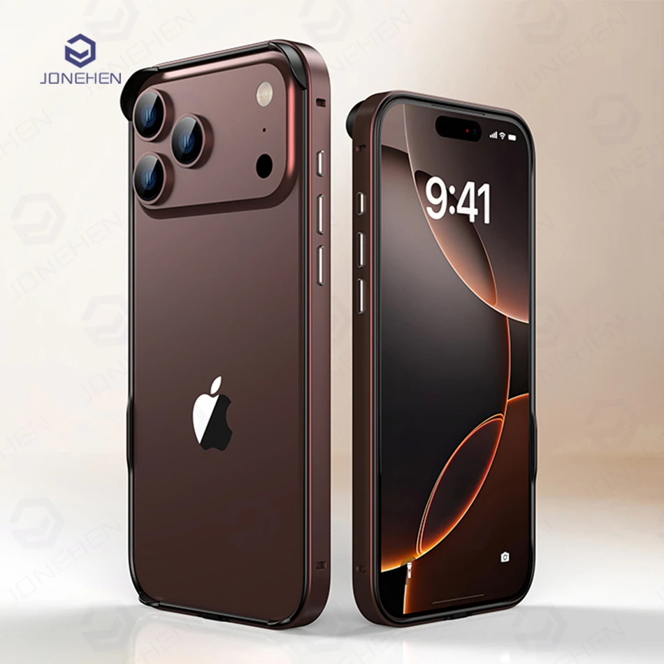 Light Hybrid Silicone Frame Aluminum Metal Case For iPhone 18 17 16 15 14 13 Pro Max Air Better Heat Bumper Alloy Accessories