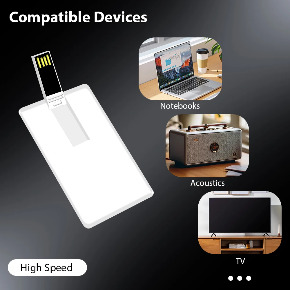 Free Custom Logo Pen Drive 64GB Customized Credit Card USB Flash Drive 32GB Personal Gift Pendrive Color Printing Memory Stick