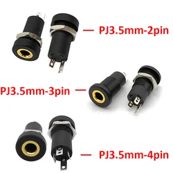 2/3/4pin 3.5mm audio jack 2/3/4 pole stereo soldering panel installation 3.5mm headphone female socket connector with nut