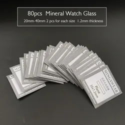 Wholesale 82pcs/Lot Mineral Watch Glass Kit 20mm-40mm Assort Size Round Watch Crystal Glass Part 1.2mm Thickness For Watchmakers