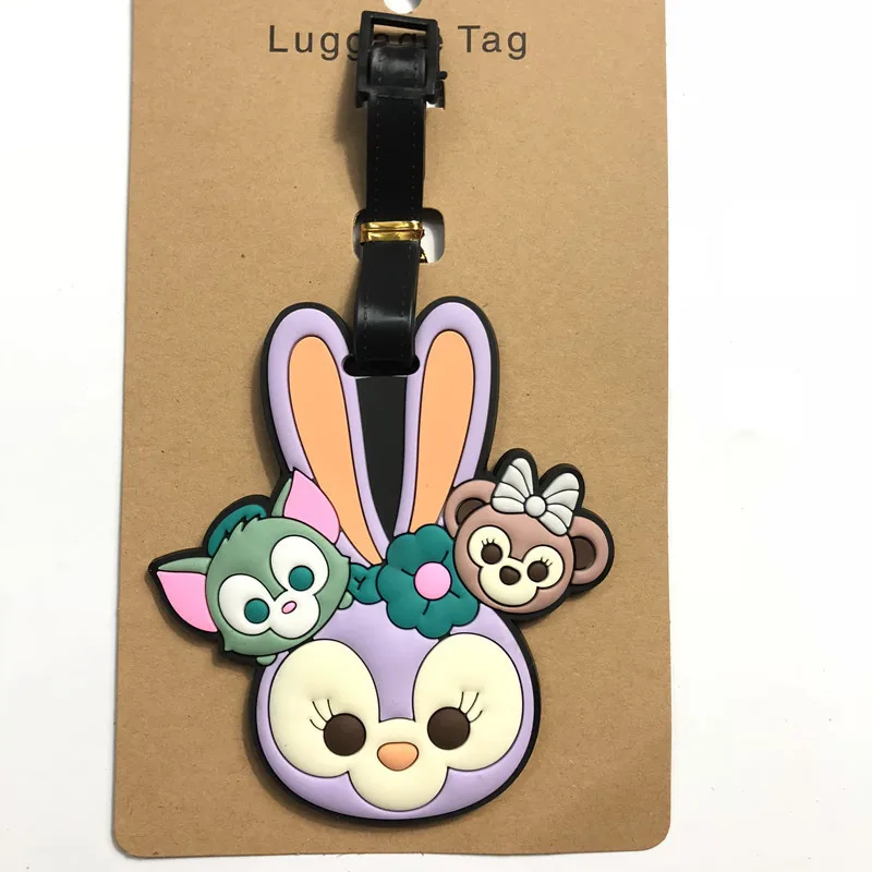 Duffy and Stellalou Silicone Luggage Baggage Tags Cute Animal Name Address ID Suitcase Labels Disney Travel Accessories Gifts