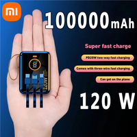 Xiaomi Mini PD120W Built-In Power Bank 100000mah Large Capacity USB Type-C Cable Two-Way Super Fast Charger Powerbank For Iphone