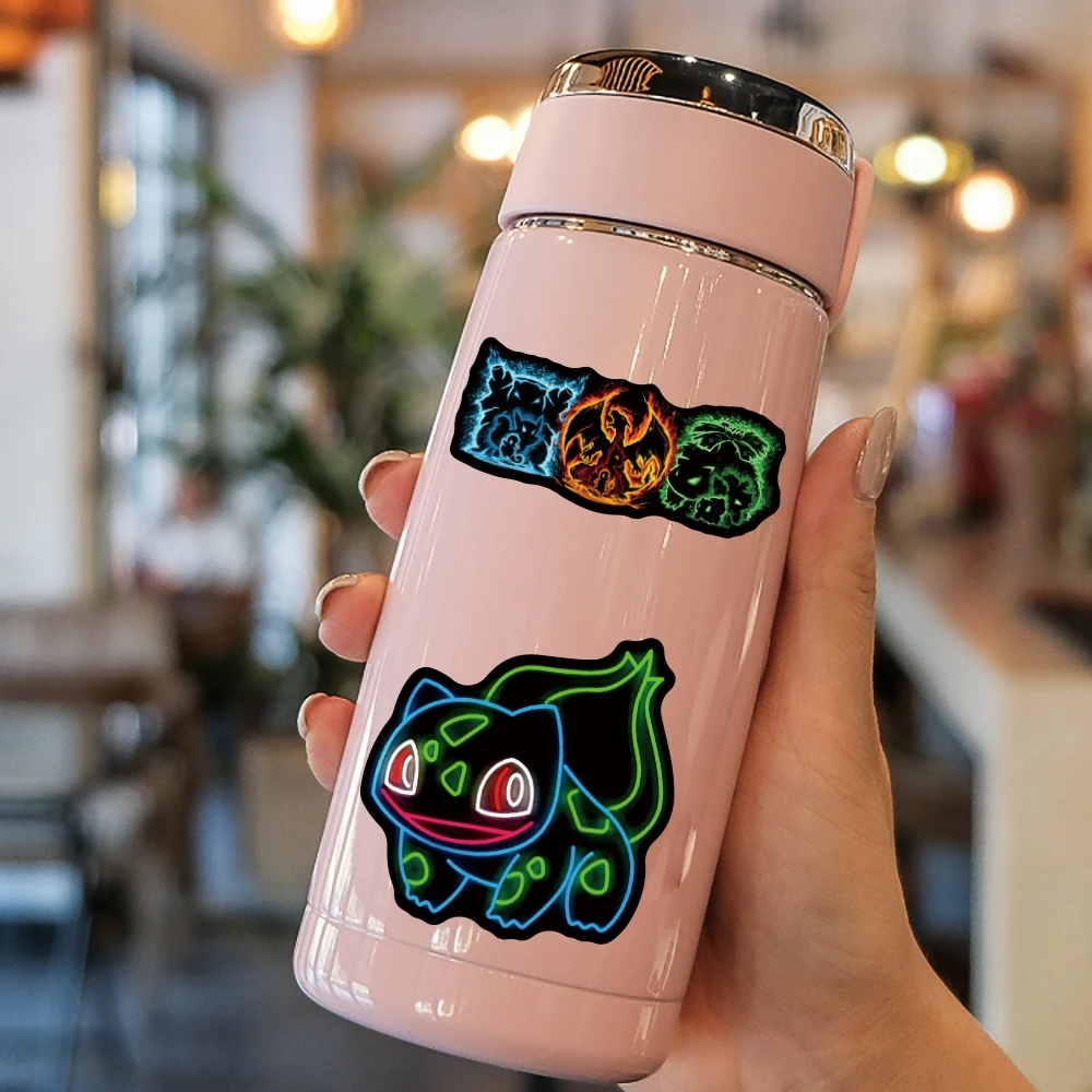 50 ملصقات كرتونية نيون بوكيمون كرتونية يمكنك صنعها بنفسك ثابتة للكمبيوتر المحمول والكمبيوتر المحمول والهاتف ملصق لطيف على الجدران مقاوم للماء لعبة أطفال