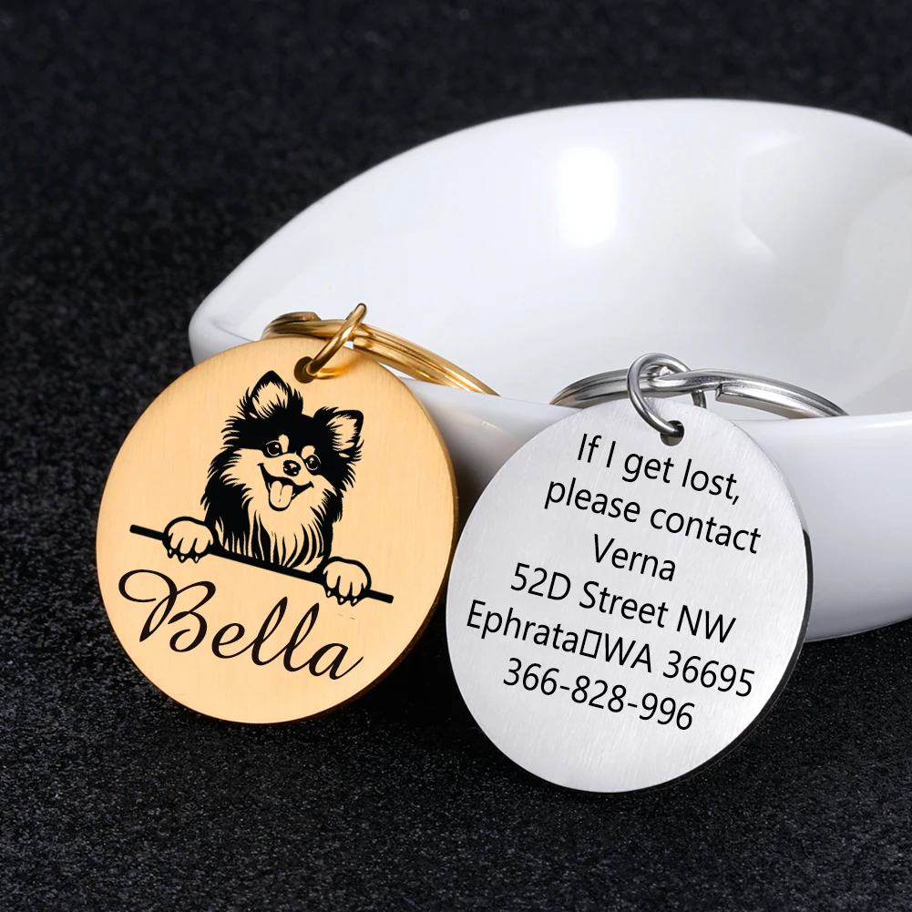 1 pc Dog funny cartoon Tag Laser Engraving  Tags Engraved Personalized Pet ID Tag Pet Accessories For dog Pets