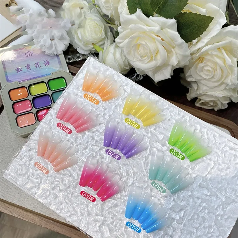 1 pz 9 colori solido smalto pat gel pittura gradiente gel luminoso creazione di nail art decorazione salone fai da te estate popolare