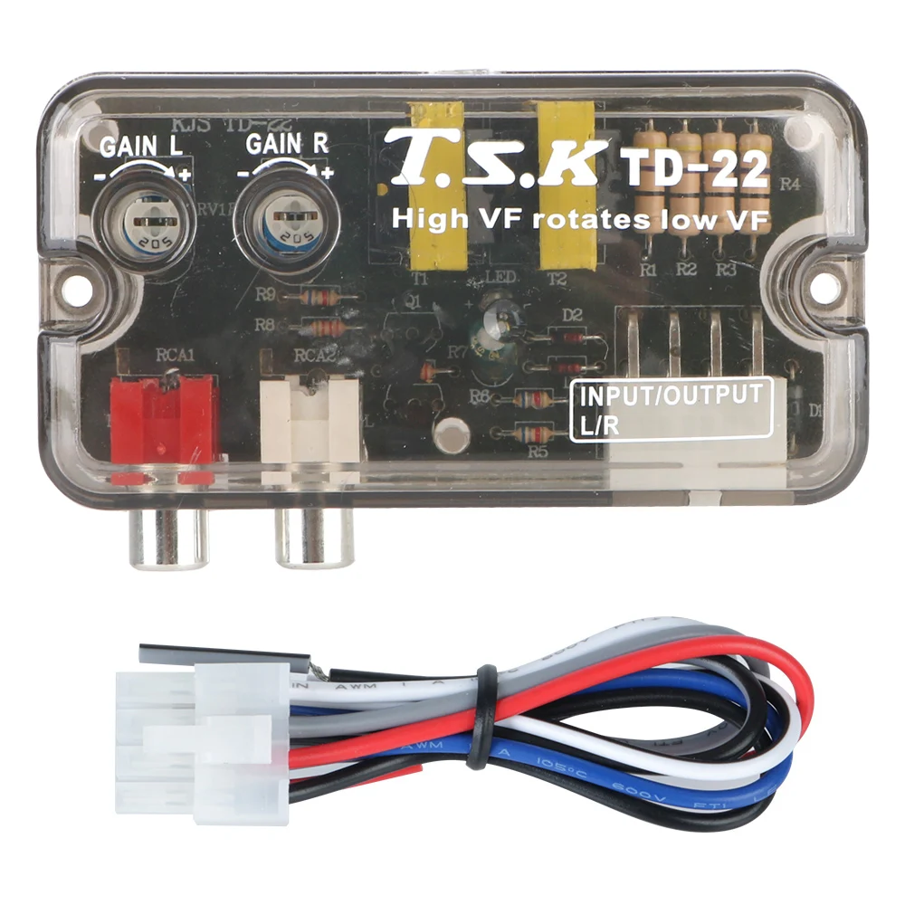 Auto Car Audio Converter 12V Car Subwoofer Stero Radio Converters Converter Adapter Adjustable Frequency Line RCA Stereo