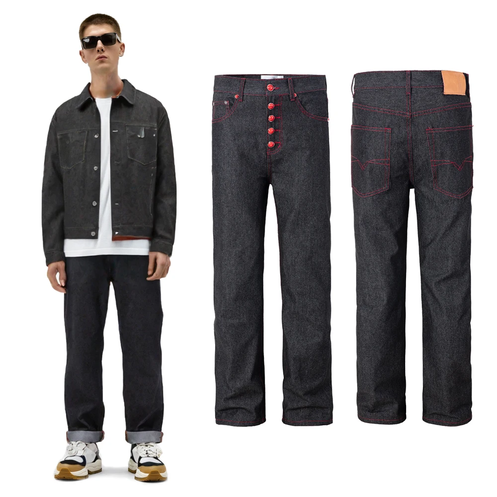 

Streetwear Clothing Japanese Y2k 2000s Black Denim Jeans Hiphop Street Style Vintage Denim Jeans Casual Straight Pants for Men's